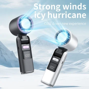 Portable Foldable Handheld Bladeless Ice Chip Mini fan Rechargeable & Power Cooling K-801